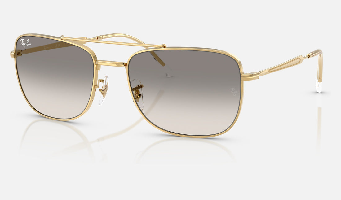 Ray-Ban RB3755 — Arista Gold / Clear Gradient Grey — quarter view