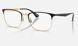 Ray-Ban RX6421 — Black & Gold — quarter view