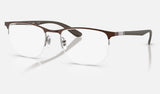 Ray-Ban RX6513 — Brown & Gunmetal — quarter view