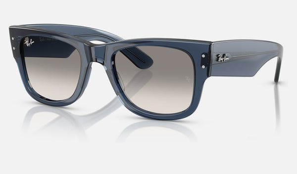 Ray-Ban Mega Wayfarer RB0840S — Transparent Dark Blue / Clear Gradient Grey — quarter view