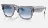 Ray-Ban Mega Wayfarer RB0840S — Transparent Grey / Clear Gradient Blue — quarter view
