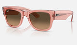 Ray-Ban Mega Wayfarer RB0840S — Transparent Pink / Light Brown Gradient Black — quarter view