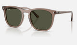 Ray-Ban RB2210 — Transparent Light Brown / Green — quarter view
