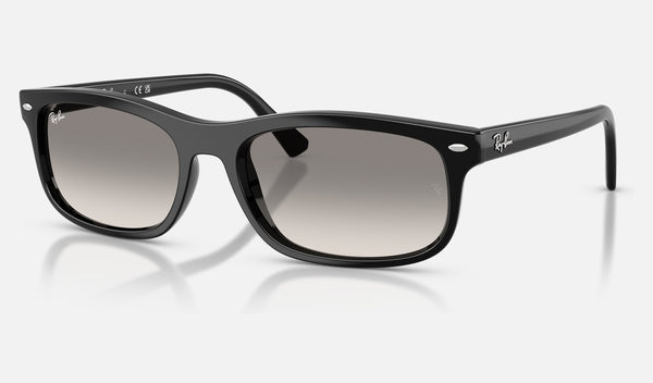 Ray-Ban RB2224 — Black / Clear Gradient Grey — quarter view