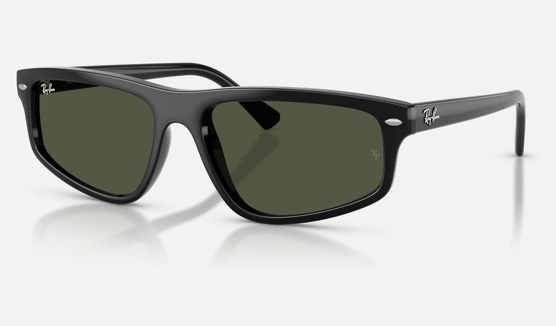 Ray-Ban RB2225 — Black / Green — quarter view