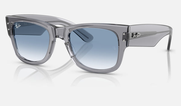 Ray-Ban Mega Wayfarer RB0840SF — Transparent Grey / Clear Gradient Blue — quarter view