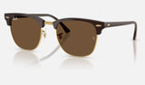 Ray-Ban Clubmaster Low Bridge Fit RB3016F — Brown & Gold / Dark Brown — quarter view