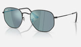 Ray-Ban Hexagonal RB3548N — Black / Blue Mirror — quarter view