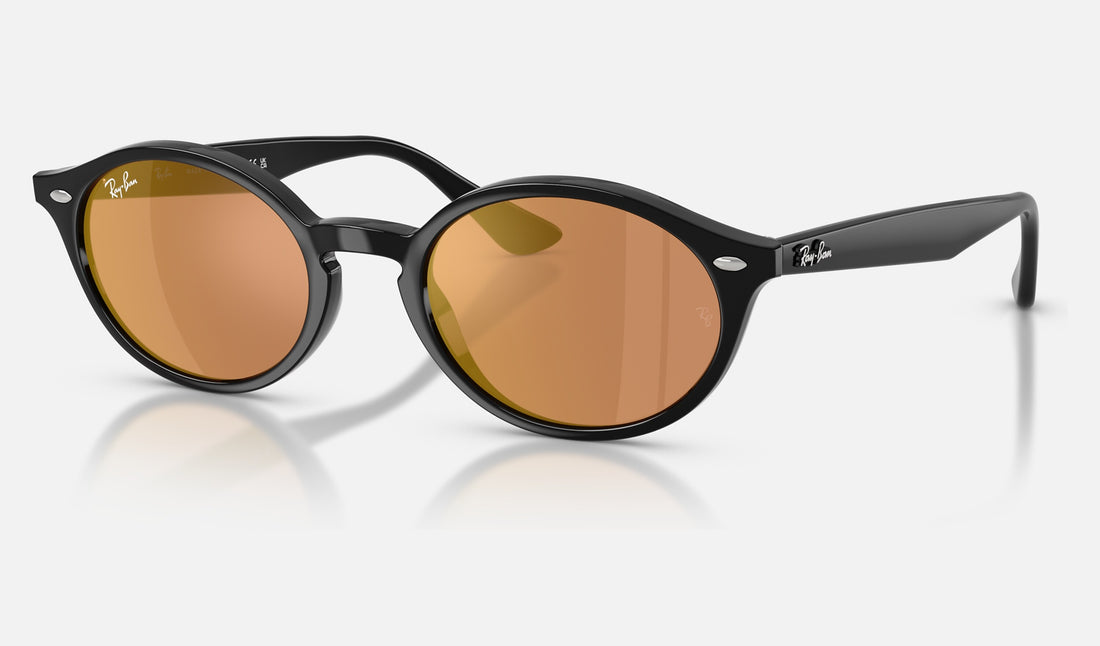 Ray-Ban RB4315 — Black / Brown Mirror Gold — quarter view