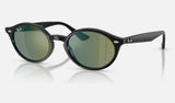 Ray-Ban RB4315 — Black / Green Mirror — quarter view