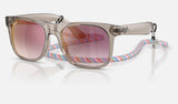 Ray-Ban Junior Junior Justin RJ9069S — Transparent Grey / Grey Gradient Mirror Red — quarter view
