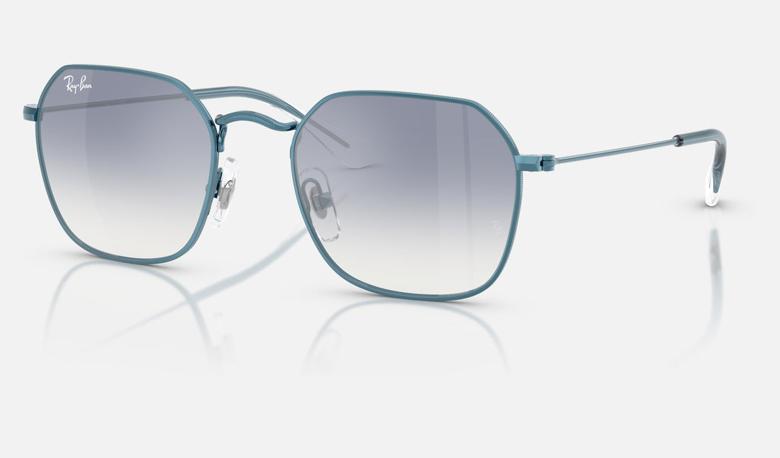 Ray-Ban Junior RJ9594S — Light Blue / Clear Gradient Blue Mirror Silver — quarter view