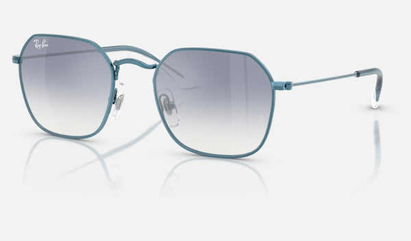 Ray-Ban Junior RJ9594S — Light Blue / Clear Gradient Blue Mirror Silver — quarter view