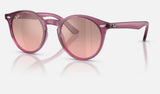 Ray-Ban Junior RJ9064S — Transparent Violet / Pink Mirror Silver Gradient — quarter view