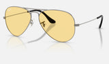 Ray-Ban Aviator RB3025 — Gunmetal / Yellow — quarter view