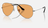 Ray-Ban Aviator RB3025 — Gunmetal / Orange — quarter view