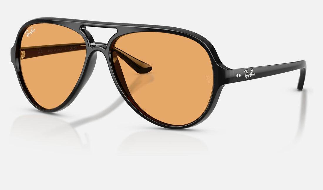 Ray-Ban Cats 5000 RB4125 — Black / Orange — quarter view