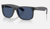 Ray-Ban Justin RB4165 — Opal Grey / Dark Blue — quarter view