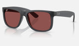 Ray-Ban Justin RB4165 — Opal Grey / Dark Violet — quarter view