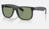 Ray-Ban Justin RB4165 — Opal Grey / Green — quarter view