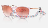Ray-Ban Junior Junior Erika RJ9060SF — Transparent Violet / Clear Gradient Red Mirror Red — quarter view