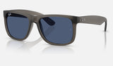 Ray-Ban Justin RB4165F — Opal Grey / Dark Blue — quarter view