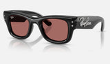 Ray-Ban Wayfarer Puffer RB4940B — Black / Dark Violet — quarter view