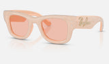 Ray-Ban Wayfarer Puffer RB4940BP — Solid Nude / Dark Pink — quarter view