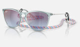 Ray-Ban Junior Junior Erika RJ9060SF — Transparent Blue / Blue Gradient Grey Mirror Rose — quarter view