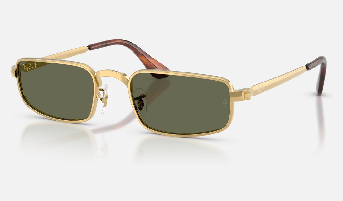 Ray-Ban RB3927 — Arista Gold / Green Polarized — quarter view