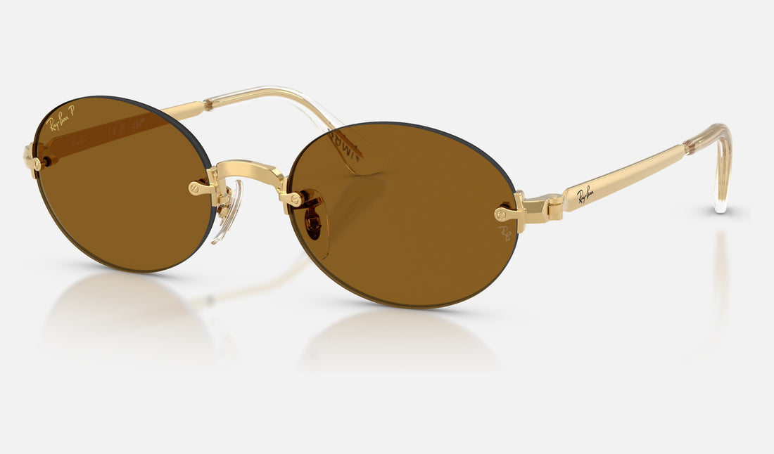Ray-Ban RB3929 — Arista Gold / Dark Brown Polarized — quarter view