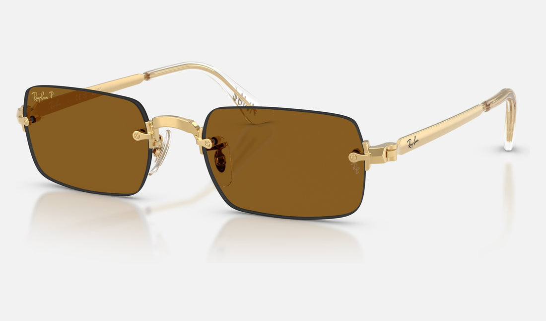 Ray-Ban RB3928 — Arista Gold / Dark Brown Polarized — quarter view