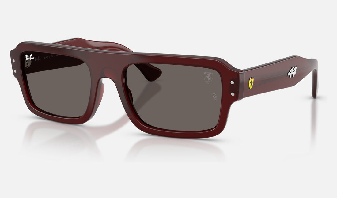 Ray-Ban RB4454M — Red Trasparent / Dark Grey — quarter view