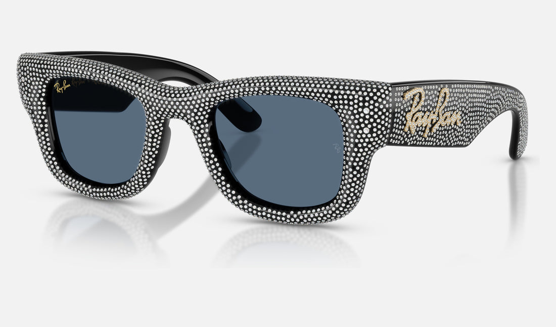 Ray-Ban Wayfarer Puffer RB4940BP — Black / Dark Blue — quarter view