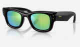Ray-Ban Wayfarer Puffer RB4940 — Black / Green Mirror Green 632 — quarter view