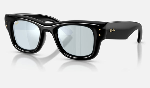 Ray-Ban Wayfarer Puffer RB4940 — Black / Green Mirror Silver Plan — quarter view