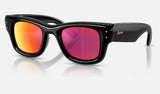 Ray-Ban Wayfarer Puffer RB4940 — Black / Brown Mirror Orange — quarter view