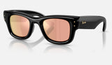 Ray-Ban Wayfarer Puffer RB4940 — Black / Dark Brown Mirror Rose Gold — quarter view