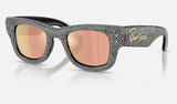Ray-Ban Wayfarer Puffer RB4940BP — Black / Dark Brown Mirror Rose Gold — quarter view