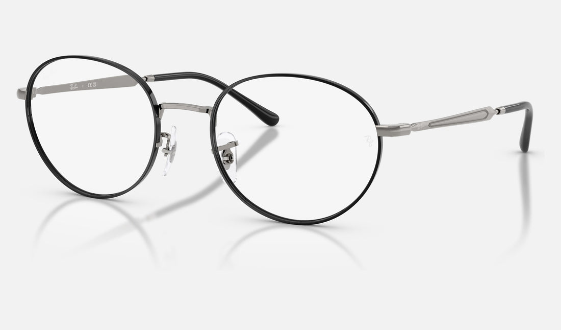 Ray-Ban RX6558 — Black on Gunmetal — quarter view