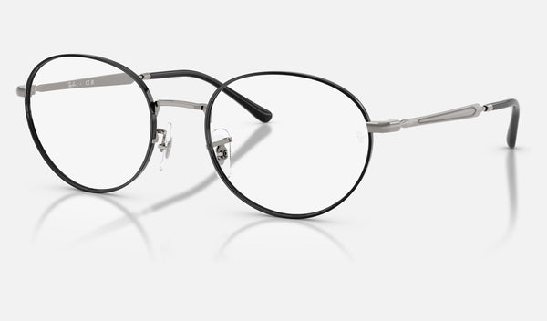 Ray-Ban RX6558 — Black on Gunmetal — quarter view