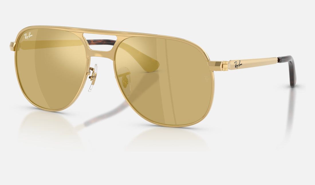 Ray-Ban Bill Max RB3793 — Arista / Light Brown Mirror Gold — quarter view
