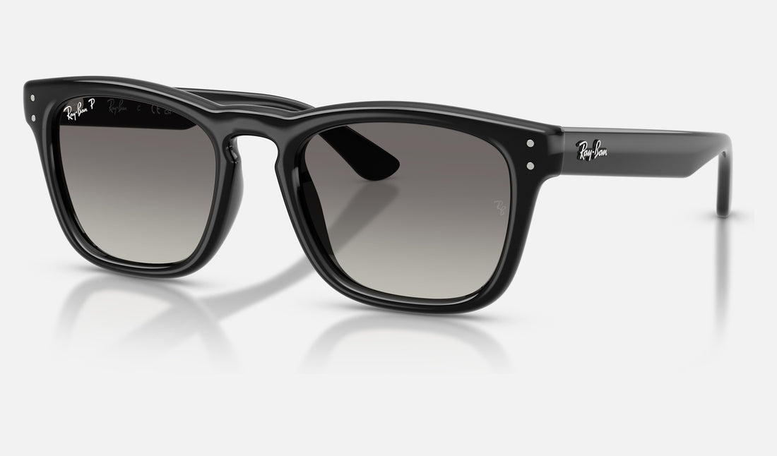 Ray-Ban RB2238 — Black / Polarized Light Grey Gradient Grey — quarter view
