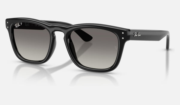 Ray-Ban RB2238 — Black / Polarized Light Grey Gradient Grey — quarter view