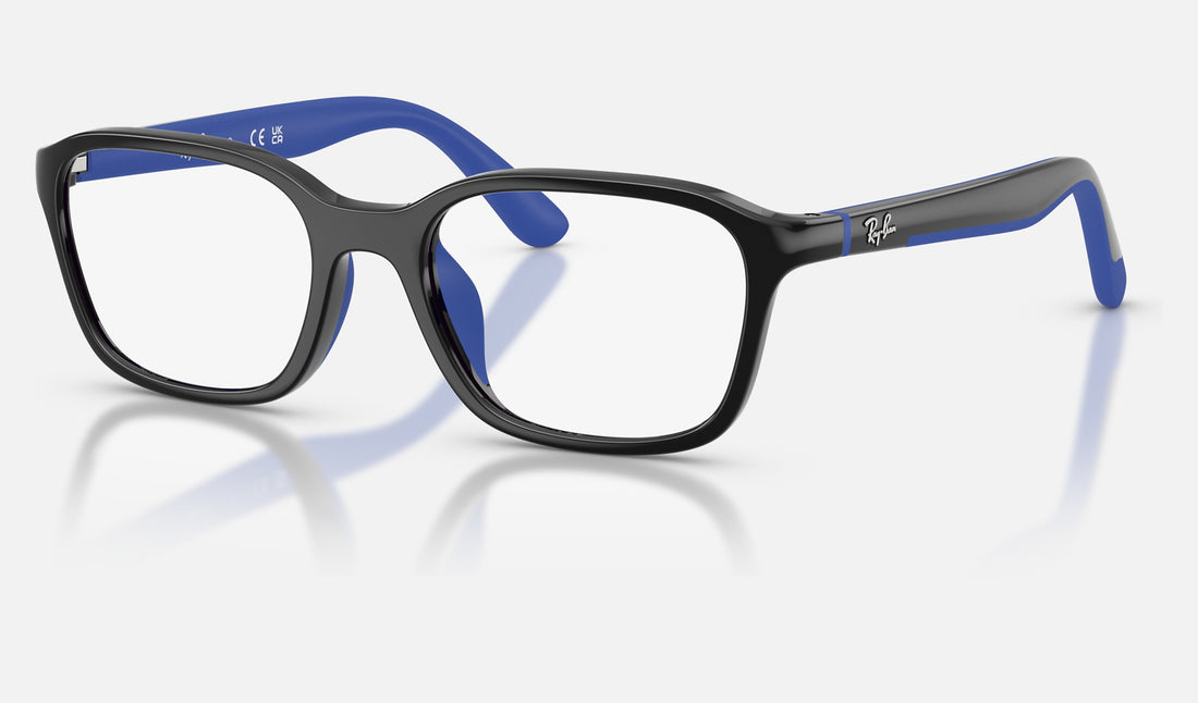 Ray-Ban Junior RY1906 — Black & Rubber Blue — quarter view