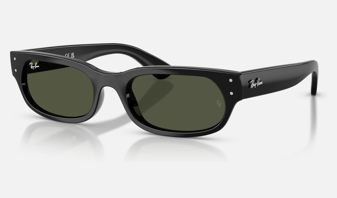 Ray-Ban RB2236 — Black / Green — quarter view