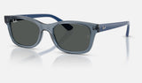 Ray-Ban Junior RJ9086S — Transparent Blue / Dark Grey — quarter view