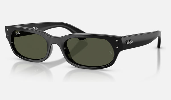 Ray-Ban RB2236F — Black / Green — quarter view