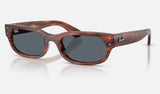 Ray-Ban RB2236F — Striped Havana / Blue — quarter view