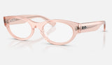 Ray-Ban RX5447 — Transparent Pink — quarter view